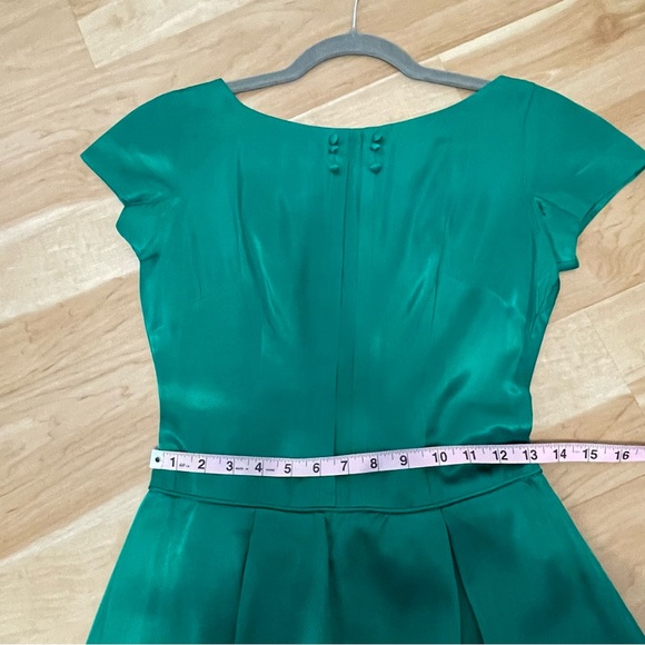 Vintage Emerald Satin dress XS Candy Jones California 50’s/60’s - Picture 2 of 11